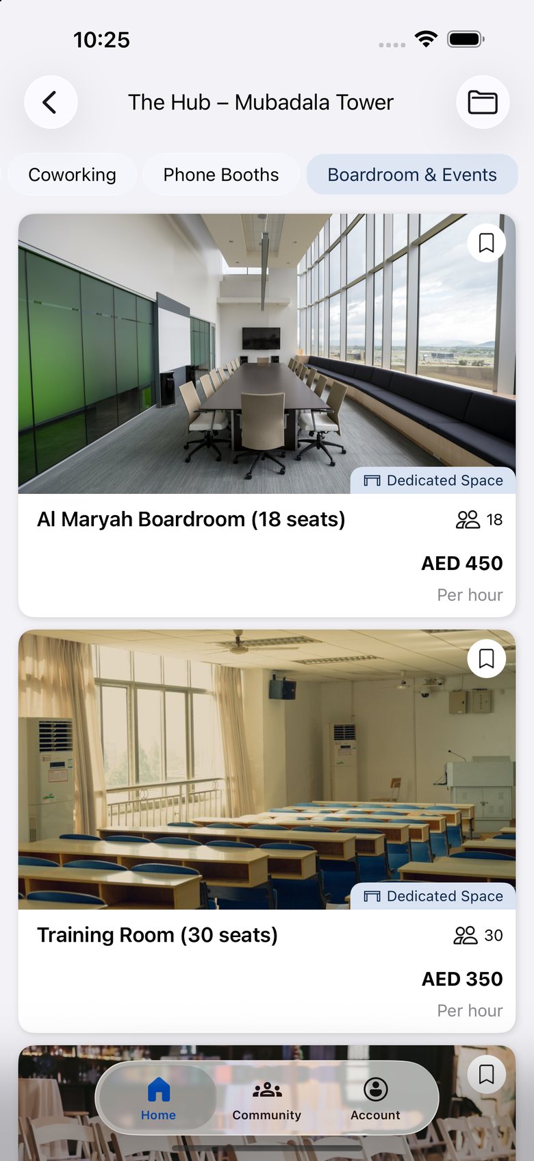 The Hub App: Boardrooms and event spaces