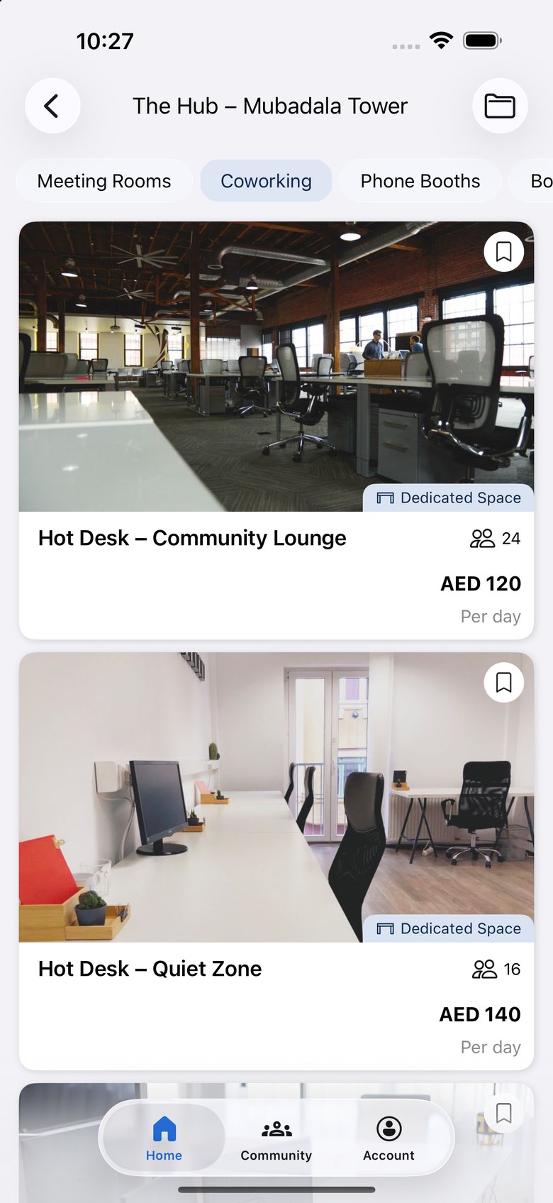 The Hub App: Book a desk for the day